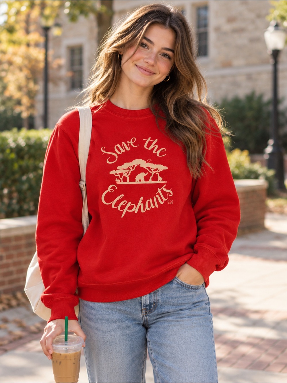 Ivory Ella Red Elephant Graphic Fleece Tunic Sweatshirt Size M Like New
